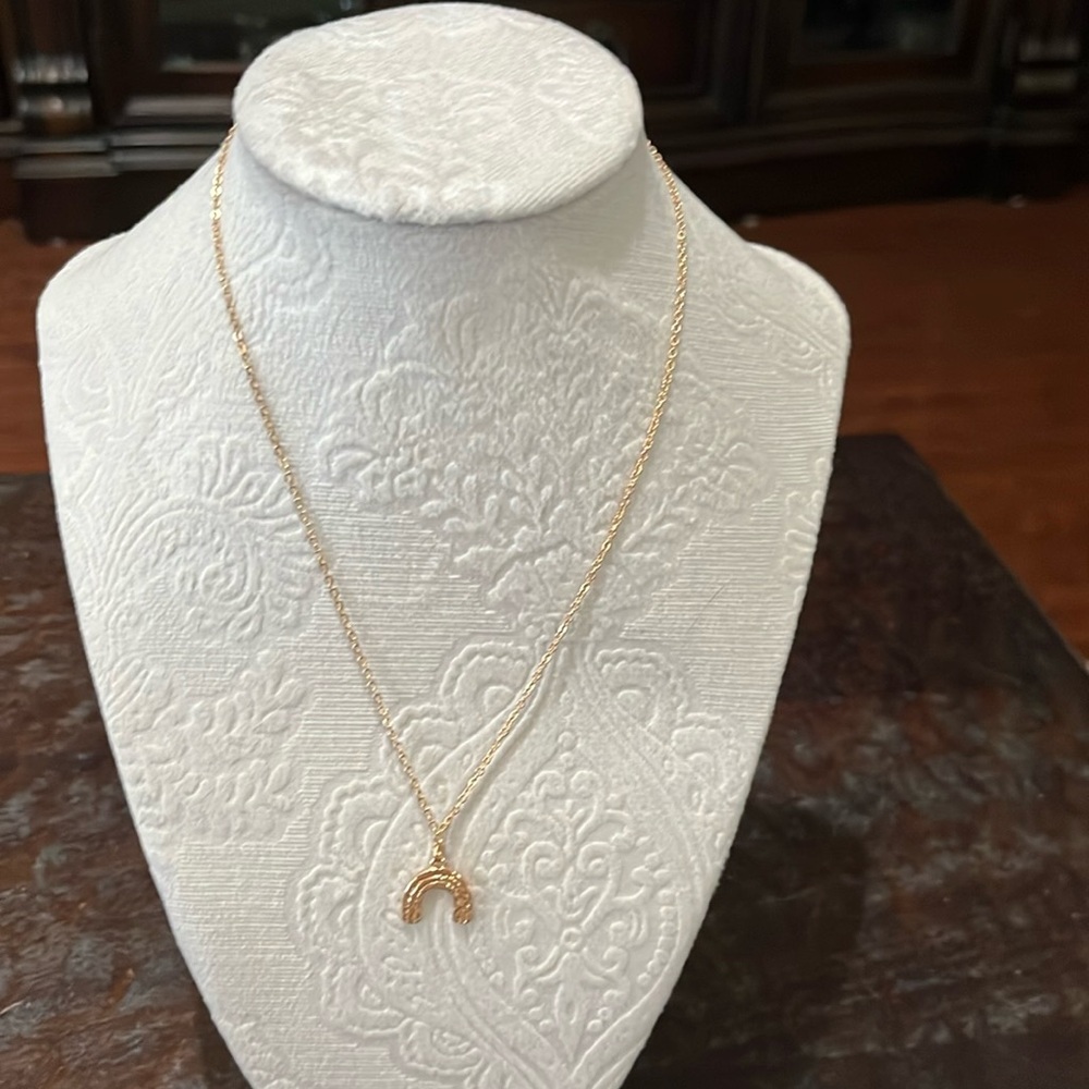 Charming Charlie gold chain with gold rainbow pendant 16” necklace - Picture 3 of 10